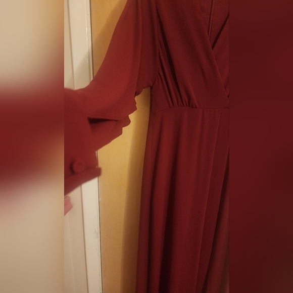 Deep canburry red chiffon long dress BCBG size 0 - Picture 4 of 6